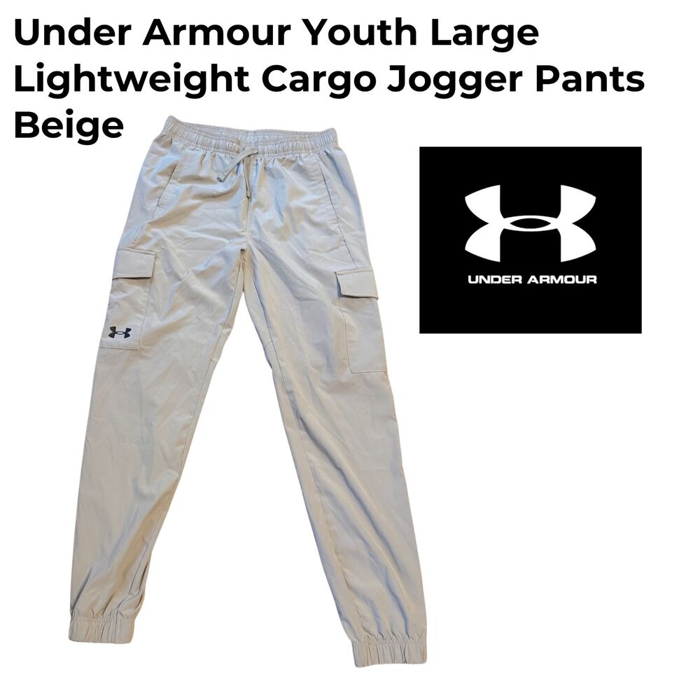 Under Armour Youth Large Lightweight Cargo Jogger Pants Beige